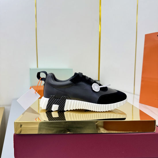 Hermes Suede Canvas Casual Athletic Shoes Comfortable Walking Sneakers