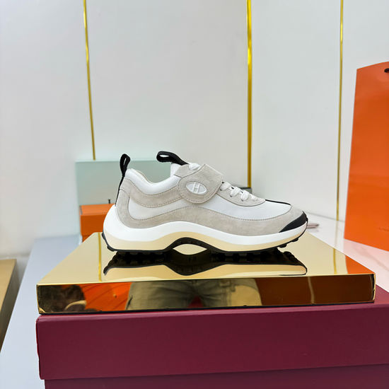 Hermes Soft Leather Casual Sneakers with Lightweight Outsole