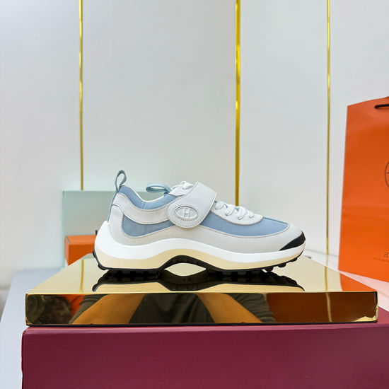 Hermes Soft Leather Casual Sneakers with Lightweight Outsole