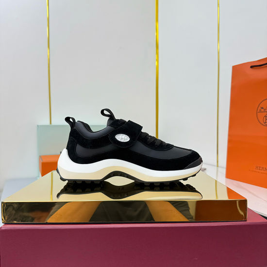 Hermes Premium Leather Casual Sneakers with Comfortable Sole