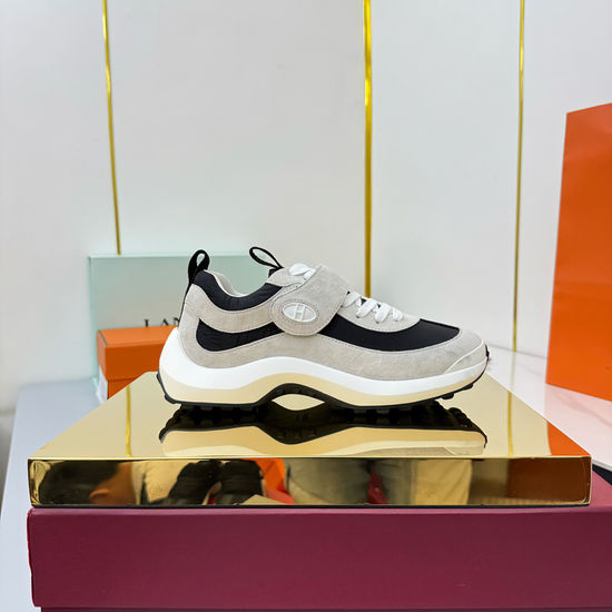 Hermes Premium Leather Casual Sneakers with Comfortable Sole