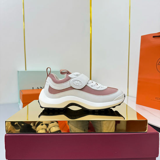 Hermes Premium Leather Casual Sneakers with Comfortable Sole