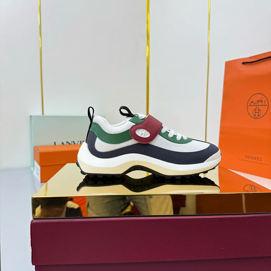 Hermes Premium Leather Casual Sneakers with Comfortable Sole