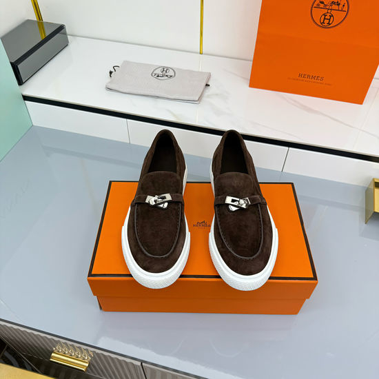 Hermes Premium Leather Casual Sneakers With Adjustable Straps