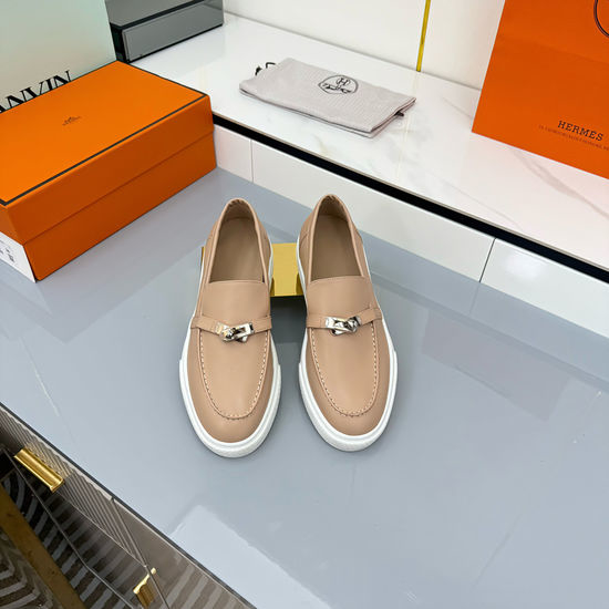 Hermes Premium Leather Casual Sneakers With Adjustable Straps
