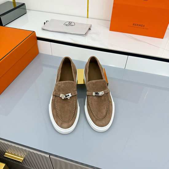 Hermes Premium Leather Casual Sneakers With Adjustable Straps