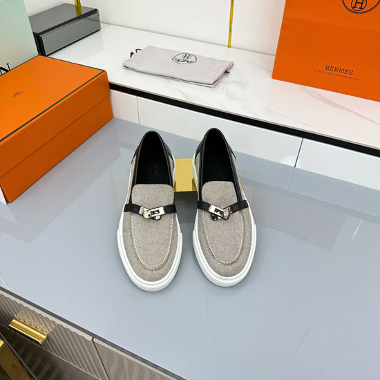 Hermes Premium Leather Casual Sneakers With Adjustable Straps