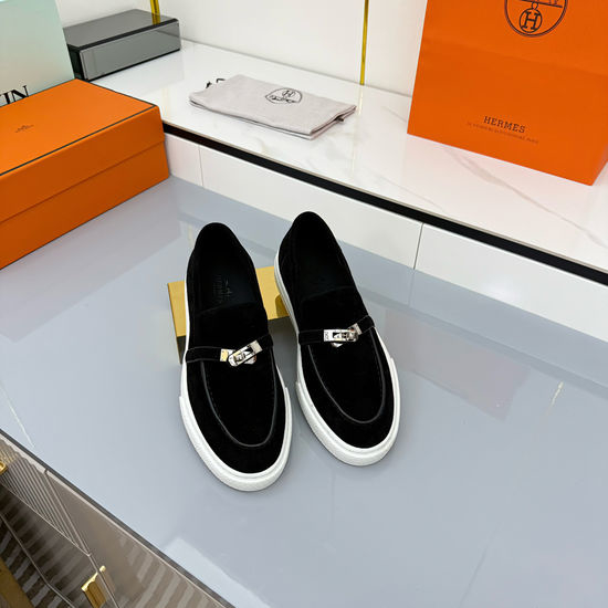 Hermes Premium Leather Casual Sneakers With Adjustable Straps