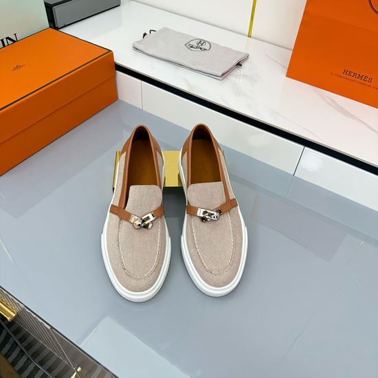 Hermes Premium Leather Casual Sneakers With Adjustable Straps
