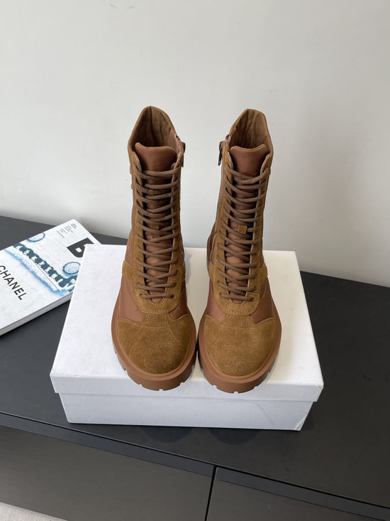 Celine Retro Style Cowhide Leather Martin Boots Non-slip Rubber Sole