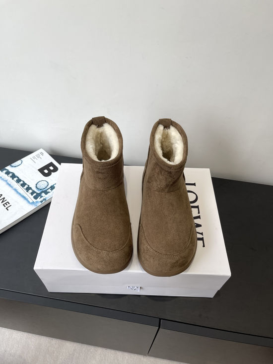 Loewe Shearling Lined Suede Winter Boots Non-slip Sole