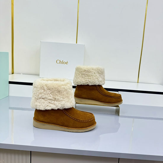 Loewe Genuine Fur Lined Suede Winter Boots Non Slip Soft Sole