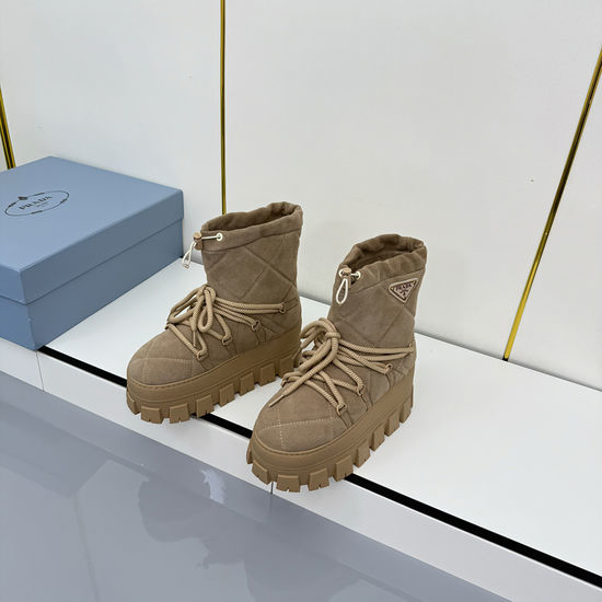 Prada Warm Suede Wool Lined Non-slip Winter Snow Boots