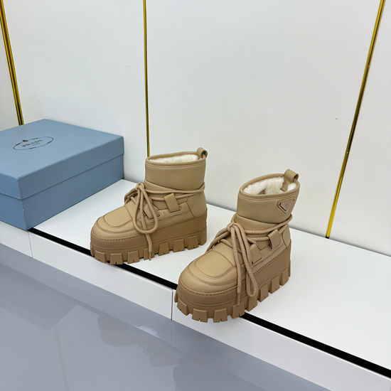 Prada Warm Suede Wool Lined Non-slip Winter Snow Boots