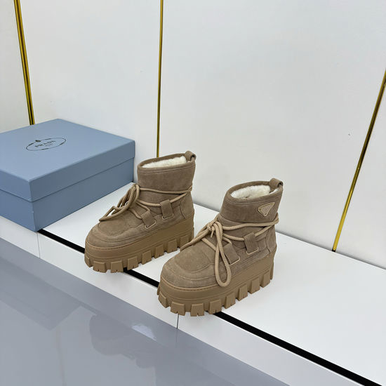 Prada Warm Suede Wool Lined Non-slip Winter Snow Boots