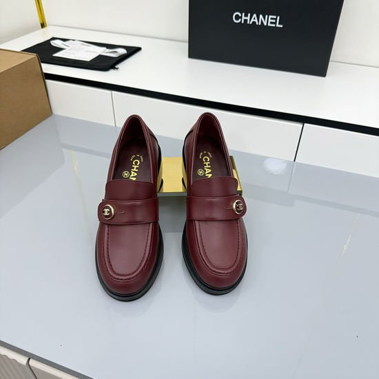 Chanel Patent Leather Chunky Heel Platform Loafers