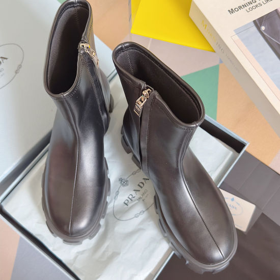 Prada Chunky Sole Chelsea Ankle Boots with Suede Leather Upper