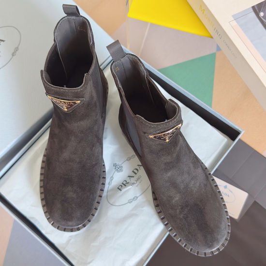 Prada Platform Chelsea Ankle Boots with Non-slip Rubber Sole
