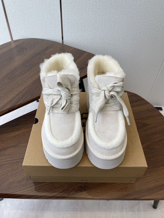 UGG Suede Faux Fur Lined Slip-On Ankle Snow Boots White