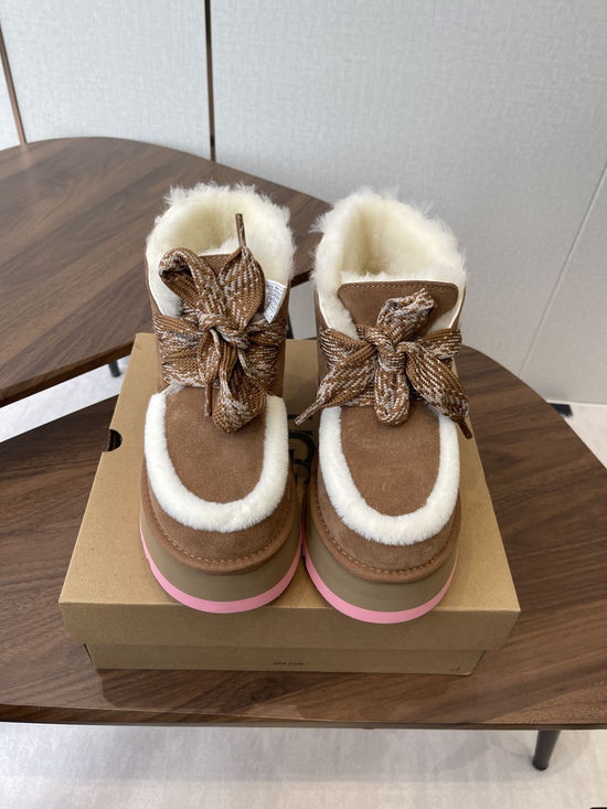 UGG Suede Fleece Lined Slip On Winter Boots Chestnut