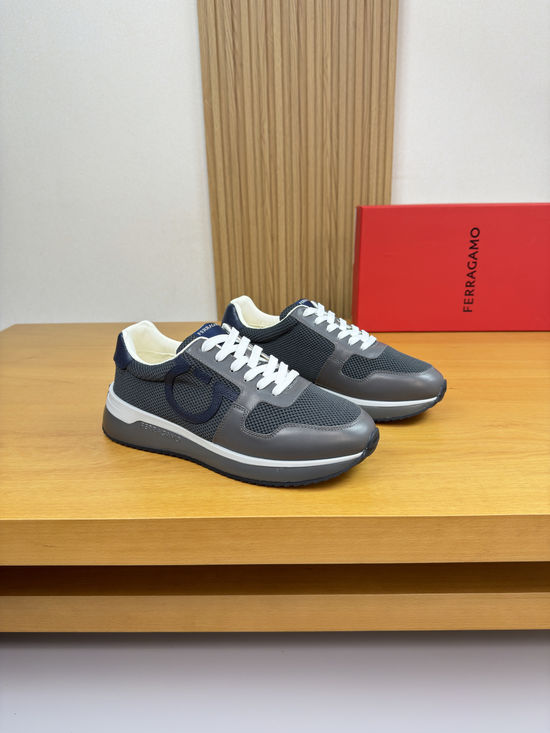 Ferragamo Leather Casual Sneakers Comfortable Lightweight Outsole
