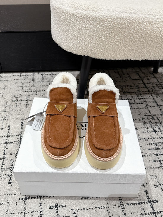 Prada Suede Platform Casual Shoes with Fleece Lining