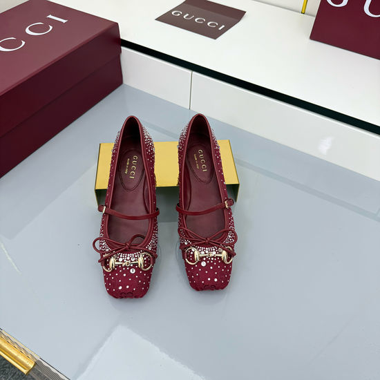 Gucci Vintage Crystal Buckle Ballet Flats Soft Comfortable Daily Shoes