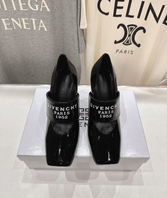 Givenchy Square Toe Mary Jane High Heels Elegant Non-Slip Leather Shoes