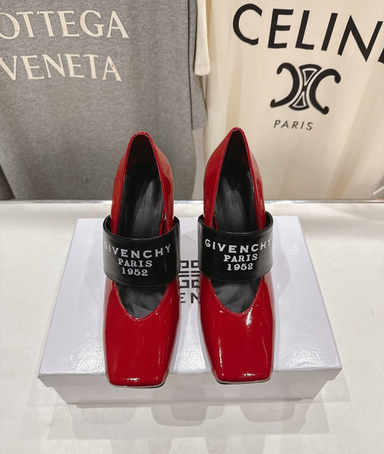 Givenchy Square Toe Mary Jane High Heels Elegant Non-Slip Leather Shoes