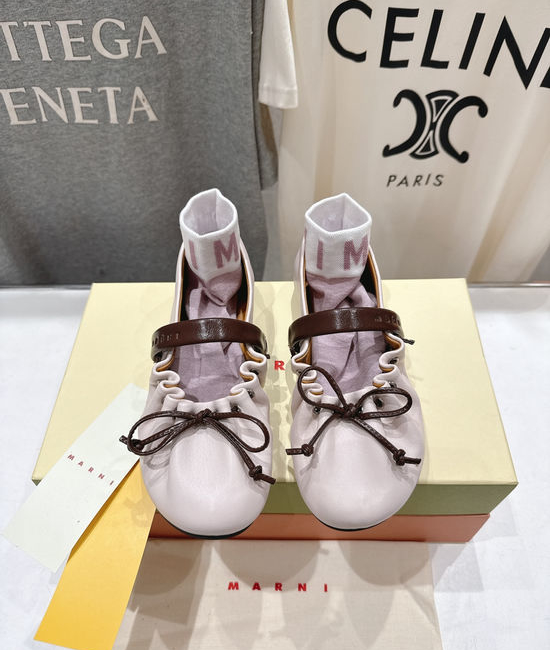 Marni Bow Knot Ballet Flats Slip On Soft Sole