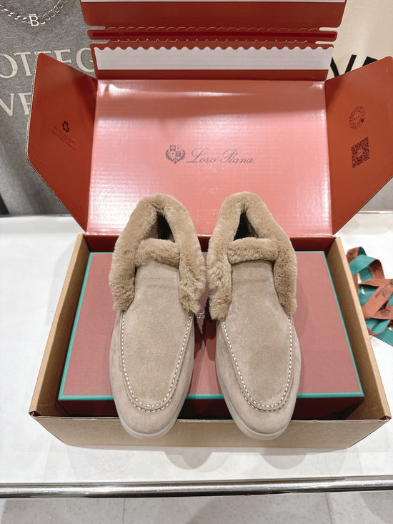 Loro Piana Classic High-top Furry Loafers Soft Comfortable Durable Footwear