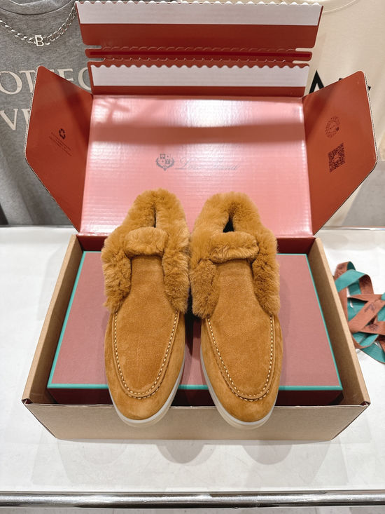 Loro Piana Classic High-top Furry Loafers Soft Comfortable Durable Footwear