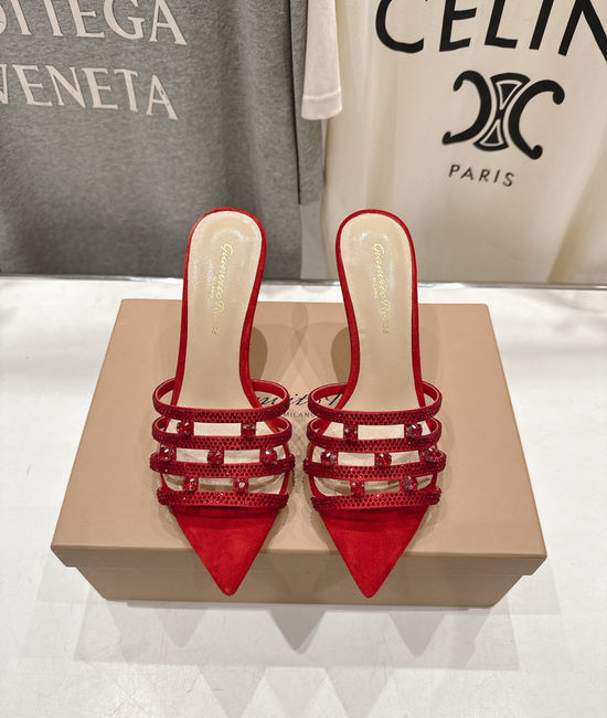 Gianvito Rossi Rhinestone Pointed Toe High Heel Slides Classic