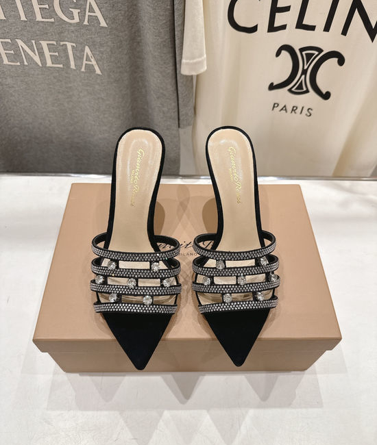 Gianvito Rossi Rhinestone Pointed Toe High Heel Slides Classic