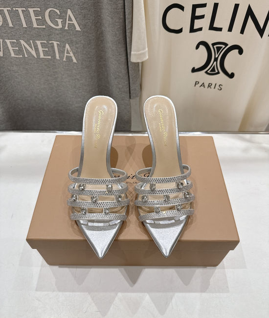 Gianvito Rossi Rhinestone Pointed Toe High Heel Slides Classic