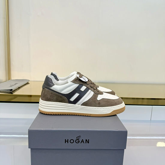 Hogan Leather Round-Toe Casual Shoes with Color Block Design