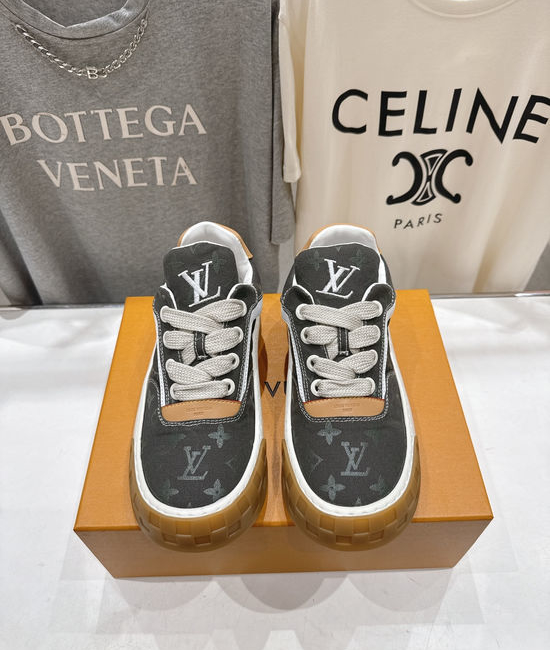 Louis Vuitton LV Checkered Sole Premium Leather Casual Sports Shoes