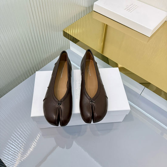 Maison Margiela Split Toe Bow Mary Jane Flats Soft Comfortable Sheepskin Shoes