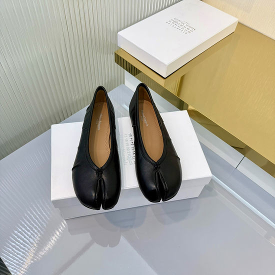 Maison Margiela Split Toe Bow Mary Jane Flats Soft Comfortable Sheepskin Shoes