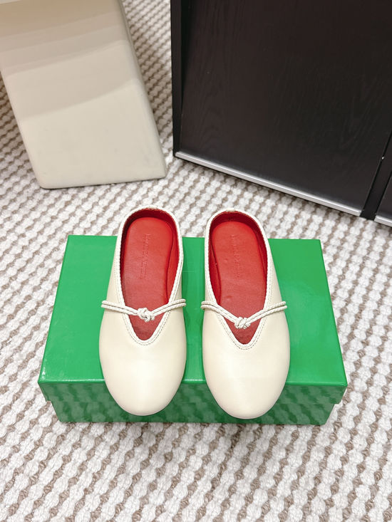 Bottega Veneta Knit Detail Sheepskin Ballet Mule Shoes