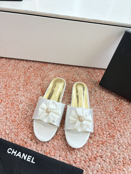 Chanel Metallic Leather Slides Comfortable Casual