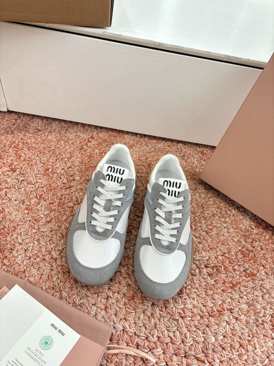 Miu Miu Suede Mesh Upper Casual Low-top Comfortable Trainers
