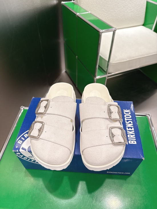 Birkenstock Suede Adjustable Buckle Platform Clog Mules Shoes