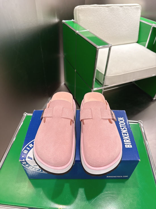 Birkenstock Suede Adjustable Buckle Platform Clog Mules Shoes