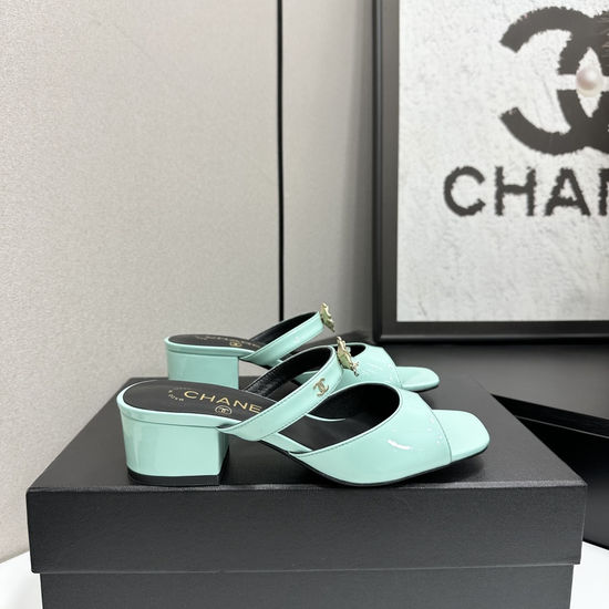Chanel Glossy Patent Leather Upper Sandals Non-slip Versatile Footwear