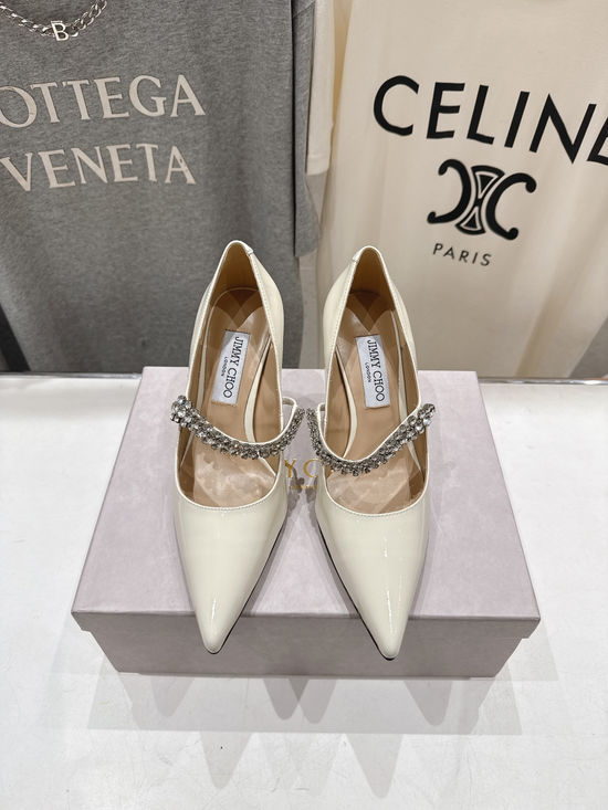Jimmy Choo Pointed Toe Block Heel Mary Jane Pumps Classic Style
