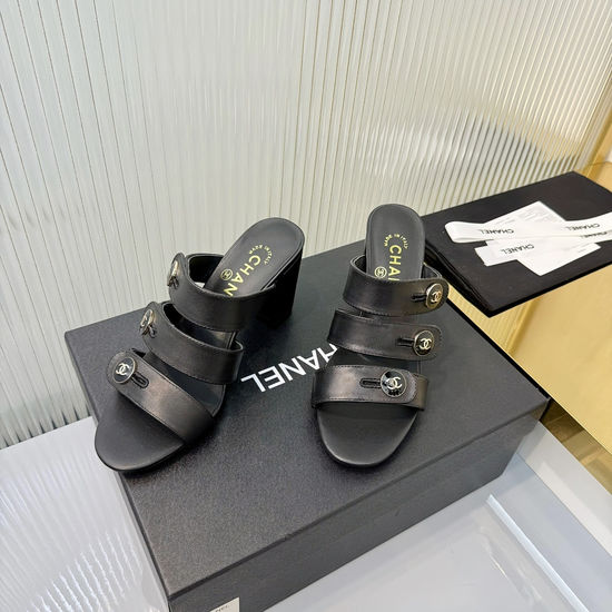 Chanel Classic Embroidered Buckle Slip On Suede Sandals