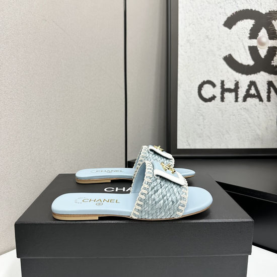 Chanel Woven Satin Upper Sandals Comfortable Sheepskin Lining Footwear