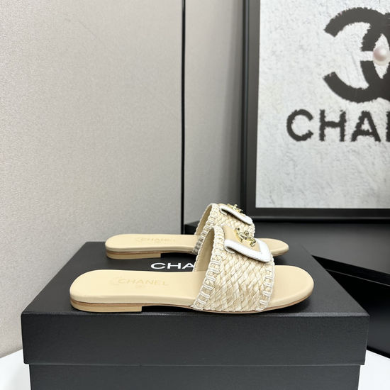 Chanel Woven Satin Upper Sandals Comfortable Sheepskin Lining Footwear