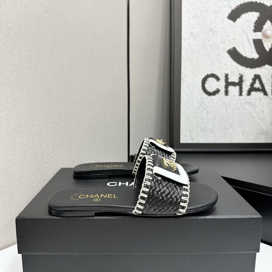 Chanel Woven Satin Upper Sandals Comfortable Sheepskin Lining Footwear